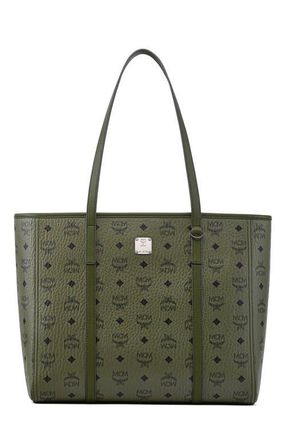 MCM Medium Toni Top-Zip Shopper in Visetos in Green at Nordstrom