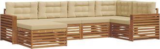 vidaXL Conjunto De Sof&aacute;s De Exterior 6 Uds. Natural Y Beige Vidaxl
