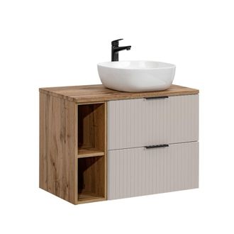 Petits Meubles Mueble lavabo 2 compartimientos estratificado Beige