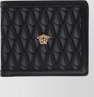 Versace logo wallet featuring textured pattern design