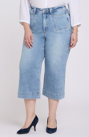 NYDJ Brigitte Patch Pocket Wide Leg Capri Jeans in Mist Springs at Nordstrom, Size 20W