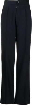 Maison Margiela Wijde broek - Dames - Wijde Broeken - Blauw - 2XS - Wol - Broeken