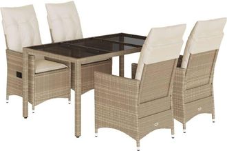 vidaXL Set Comedor De Jard&iacute;n 5 Pzas Con Cojines Rat&aacute;n Sint&eacute;tico Beige Vidaxl