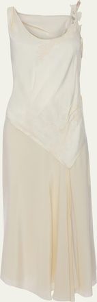 Victoria Beckham Asymmetric Lace-Trim Sleeveless Midi Dress