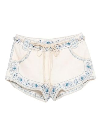 Zimmermann drawstring embroidered shorts - women - Linen/Flax/Cotton - 1 - Neutrals