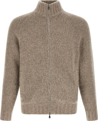 Brunello Cucinelli Hoge-hals Ritssluiting Vest - Heren - Vesten - Beige - L - Kasjmier - Truien & Vesten