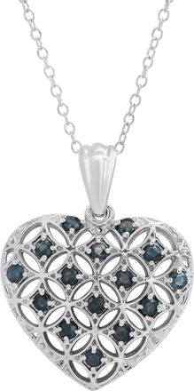 MAX + STONE 925 Sterling Silver Genuine Gemstone Heart Shape Filigree Pendant 18 Inch Chain