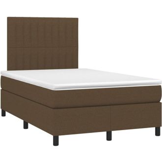 vidaXL Cama Box Spring Con Colch&oacute;n Y Led Tela Marr&oacute;n Oscuro 120x190 Cm Vidaxl