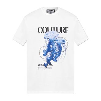 Versace Jeans Couture T-Shirts, male, White, Size: 2XL Printed Cotton-Jersey T-Shirt