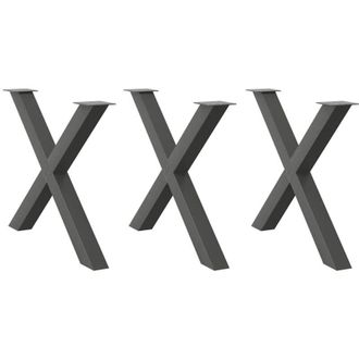 vidaXL Vidaxl - Patas Para Mesa De Comedor En Forma De X (3 Unidades), Antracita, 90 X (72-73) Cm, Acero