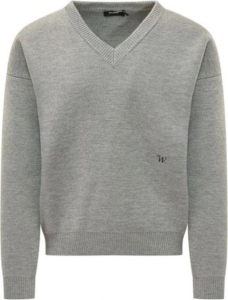Willy Chavarria V-Neck Trui - Heren - V-hals truien - Grijs - M - Wol - Truien & Vesten