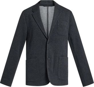 Michael Kors Grijze gebreide blazer met knoopsluiting - Heren - Blazers - Grijs - XL - Katoen - Jassen
