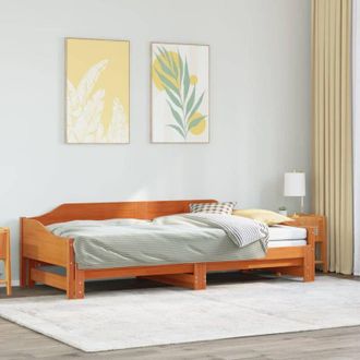 vidaXL Divano con Letto Estraibile Marrone Cera 80x200cm Massello Pino - Vidaxl