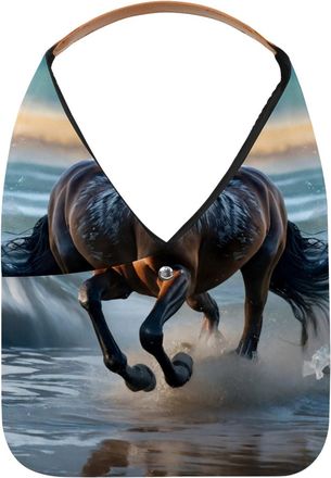 Generic Running Horse in Water Reusable Lightweight Grocery Bags - Foldable Into Compact Pouch, Washable & Sturdy, Multipurpose for Shopping and Travel