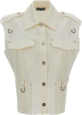 Durazzi Milano Cotton Sleeveless Top with Front Button Closure