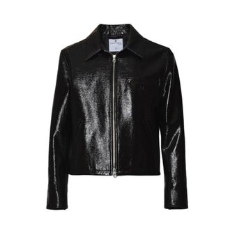 Courrèges Black Vinyl Officer Jacket