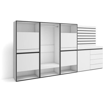 Skraut Home Skraut Home - Scarpiera, Mobile Salvaspazio, 287x145x35 cm, Camera da letto, stanza, Armadio Aperto, Cassettiera, Pannelli Decorativi, Stile moderno