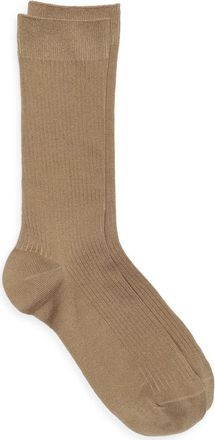 Nordstrom Casual Rib Crew Socks in Tan Greige at Nordstrom, Size Regular
