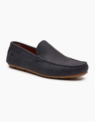 base Mens Base London Moss Driver Leather Mens Navy Loafers - Blue - Size: 12