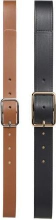 Steve Madden 2-for-1 Assorted Faux Leather Belts in Black/Cognac at Nordstrom Rack, Size X-Large