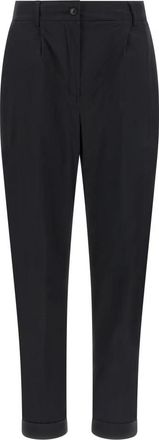 Kiton Stretch Katoen Poplin Broek - Dames - Broeken - Zwart - 2XS - Katoen - Broeken