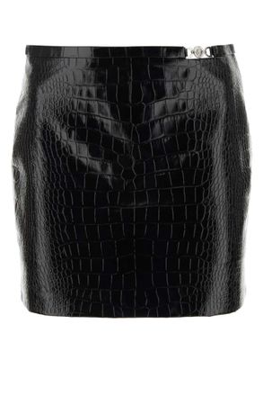 Versace Black Leather Mini Skirt