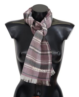 Missoni Elegant Wool Scarf with Logo Mens Embroidery