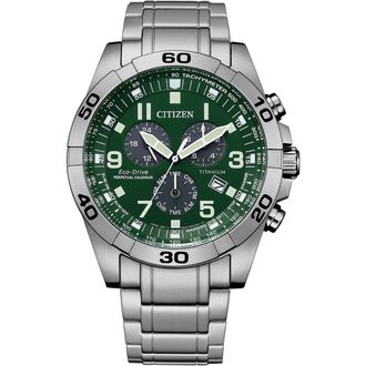 Citizen Brycen Chronograph Bracelet Watch, 43mm in Silver/Green at Nordstrom Rack