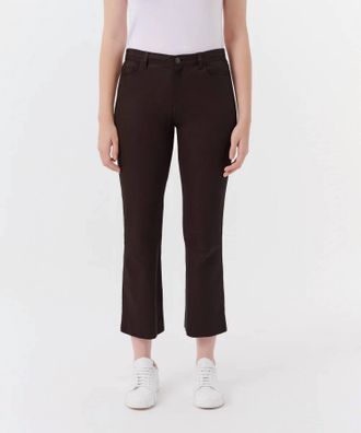 ATM Anthony Thomas Melillo Leather Cropped Flare Pant In Chocolate