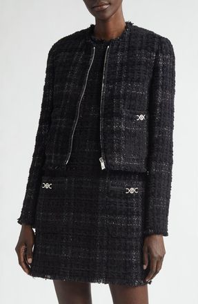 Versace Medusa 95 Metallic Tweed Jacket in Black at Nordstrom, Size 4 Us