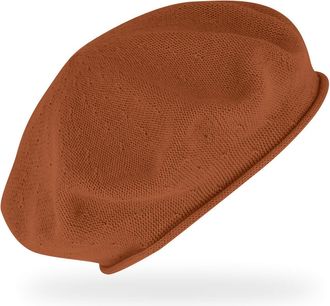 Fiebig Fine-knitted baseball with rolled edge, beret in one size, made of cotton, light wool base in many colours - Orange - One size