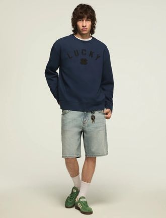 Lucky Brand Mens Lucky Clover Fleece Crewneck Sweatshirt