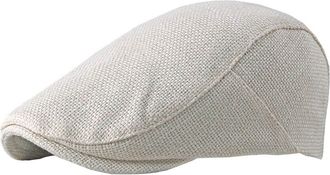 ACVIP Mens Women Plain Color Duckbill Flat Cap Spring Summer Ivy Cabbie Hat (Off-White)