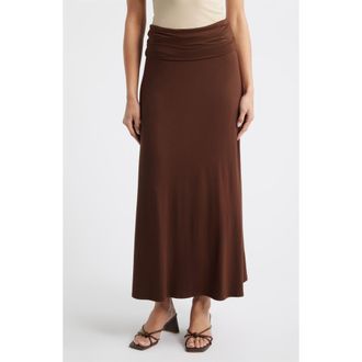 Loveappella Roll Top Maxi Skirt in Brown at Nordstrom, Size X-Large