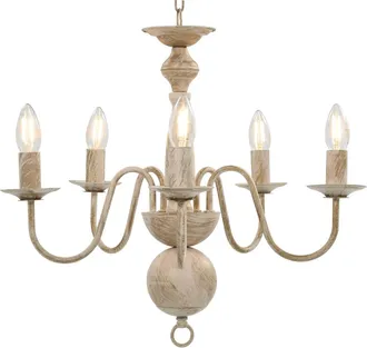 vidaXL Candelabro Stile Anticato Bianco 5 Lampadine E14 - Vidaxl