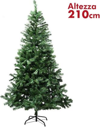 Trade Shop Trade Shop - Albero Di Natale 210cm Rami Pino Verde Super Folto Base A Croce In Metallo