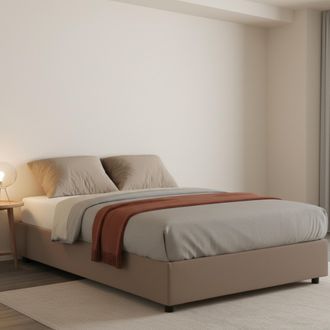 Talamo Italia Talamo Italia - Cama De Plaza Y Media Arianna, Cama Contenedor Con Revestimiento De Tela, 100% Made In Italy, Apertura Frontal, Adecuado Para Colch&oacute;n 