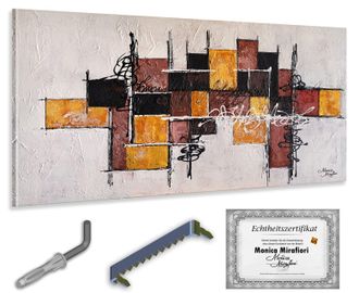 OEM Monica Mirafiori I 100% Lavorato A Mano I Gem&auml;lde Brown Arrow I 140x70cm Gem&auml;lde Handgemalt Resina Acrilica Sehr Gro&szlig;es Acrylbild I Moderne Kunst I Ku