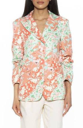 Alexia Admor Ruched Sleeve One-Button Blazer in Rose Multi at Nordstrom Rack, Size 10