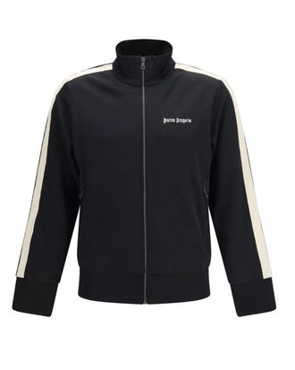 Palm Angels Iconic Black Track Jacket with Contrasting Stripes