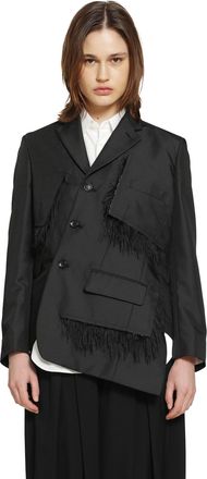 Comme Des Gar&ccedil;ons Single-Breasted Blazer with Frayed Trim