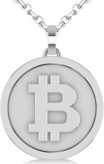 Allurez Large Cryptocurrency Bitcoin Pendant Necklace 18k White Gold