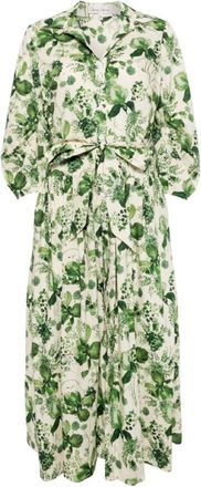 Cara Cara Womens Raya Midi Dress, Olive Hanging Orchids