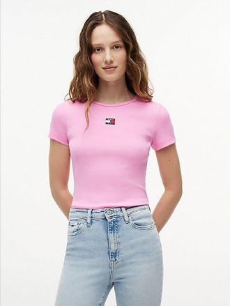 Tommy Hilfiger Camiseta slim acanalada con parche de Tommy