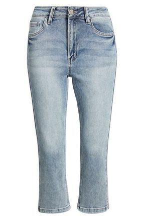 YMI Side Slit High Waist Capri Jeans in Light Blue at Nordstrom, Size 11