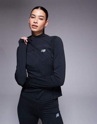 New Balance Harmony - Giacca aderente nera con zip-Nero