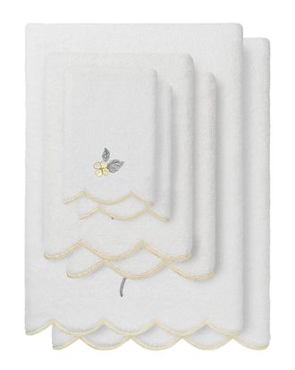 Linum Home Textiles 100% Turkish Cotton Hydea Scallop 6Pc Embellished Towel Set