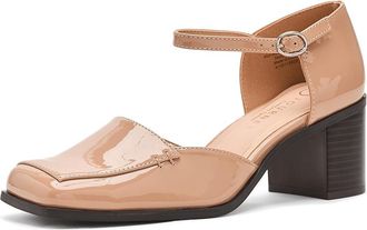 Journee Collection Evangeline High Womens Heels Patent/Nude : 7.5 M, Synthetic
