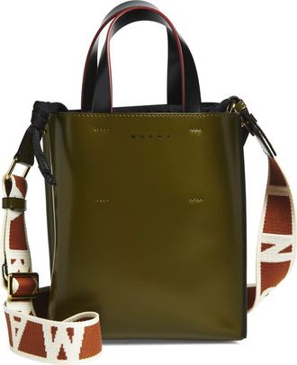 Marni Mini Museo Colorblock Leather Tote in 302 - Olive/Green at Nordstrom