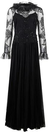 Valentino Garavani pleat-detail embellished dress - Black